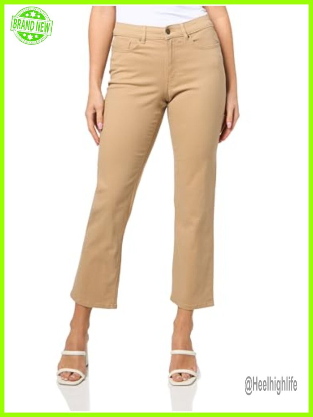 Straight Ankle Chino Pants Relaxed Fit Flat Front Mid Rise Women's